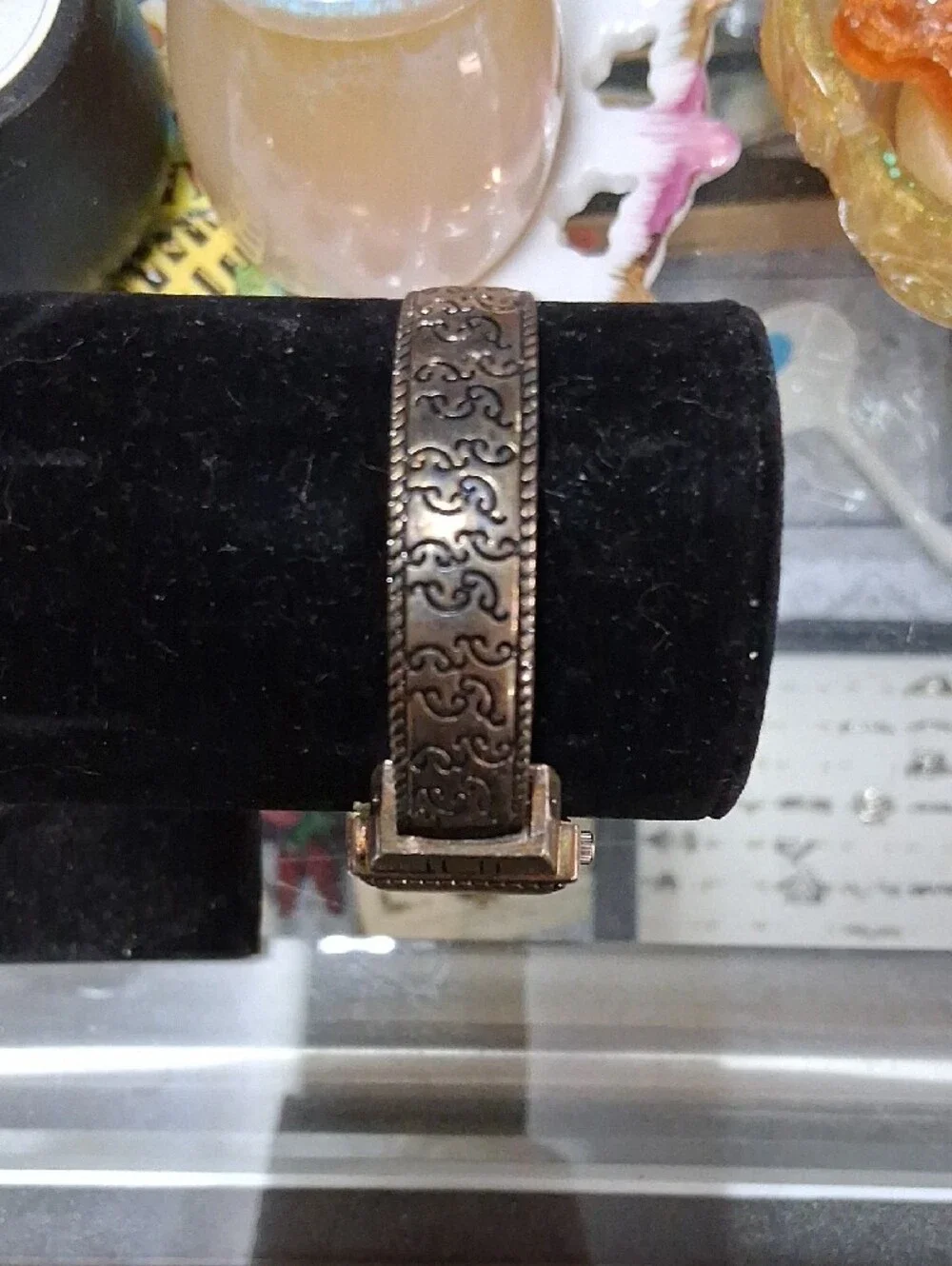 Geneva Women's Ornate Silver-Tone Square Dial Bracelet Watch